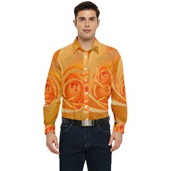 Flower Plant Rose Nature Garden Orange Macro Men s Long Sleeve Pocket Shirt 