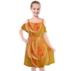 Flower Plant Rose Nature Garden Orange Macro Kids  Cut Out Shoulders Chiffon Dress