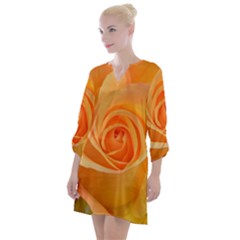 Flower Plant Rose Nature Garden Orange Macro Open Neck Shift Dress