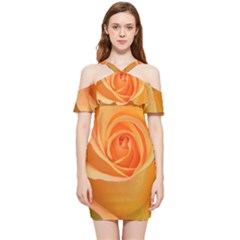 Flower Plant Rose Nature Garden Orange Macro Shoulder Frill Bodycon Summer Dress