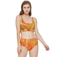 Flower Plant Rose Nature Garden Orange Macro Frilly Bikini Set by Ravend