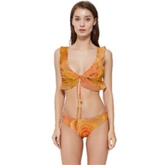 Flower Plant Rose Nature Garden Orange Macro Low Cut Ruffle Edge Bikini Set