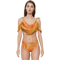 Flower Plant Rose Nature Garden Orange Macro Ruffle Edge Tie Up Bikini Set	