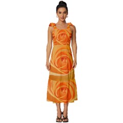Flower Plant Rose Nature Garden Orange Macro Tie-strap Tiered Midi Chiffon Dress by Ravend