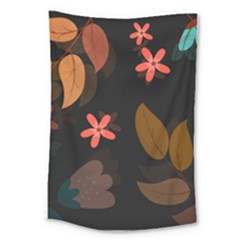 Flowers Leaves Background Floral Plants Foliage Large Tapestry by Ravend