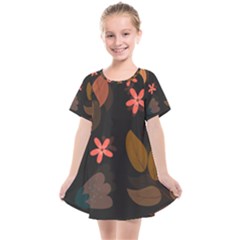 Flowers Leaves Background Floral Plants Foliage Kids  Smock Dress