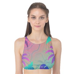 Palm Trees Leaves Plants Tropical Wreath Tank Bikini Top