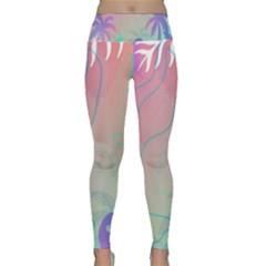 Palm Trees Leaves Plants Tropical Wreath Lightweight Velour Classic Yoga Leggings