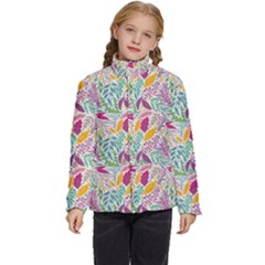 Leaves Colorful Leaves Seamless Design Leaf Kids  Puffer Bubble Jacket Coat