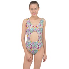 Leaves Colorful Leaves Seamless Design Leaf Center Cut Out Swimsuit