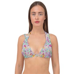 Leaves Colorful Leaves Seamless Design Leaf Double Strap Halter Bikini Top by Ravend