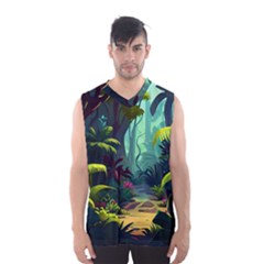 Rainforest Jungle Cartoon Animation Background Men s Basketball Tank Top