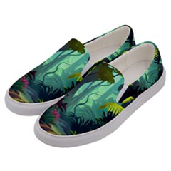 Rainforest Jungle Cartoon Animation Background Men s Canvas Slip Ons by Ravend