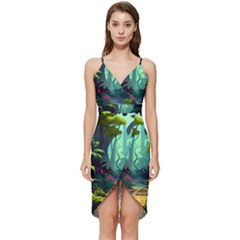 Rainforest Jungle Cartoon Animation Background Wrap Frill Dress by Ravend