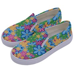 Flower Spring Background Blossom Bloom Nature Kids  Canvas Slip Ons