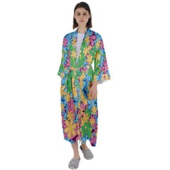 Flower Spring Background Blossom Bloom Nature Maxi Satin Kimono by Ravend