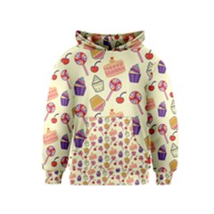 Happy Birthday Cupcake Pattern Lollipop Flat Design Kids  Pullover Hoodie