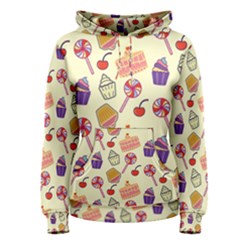 Happy Birthday Cupcake Pattern Lollipop Flat Design Women s Pullover Hoodie by Ravend