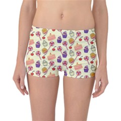 Happy Birthday Cupcake Pattern Lollipop Flat Design Reversible Boyleg Bikini Bottoms by Ravend