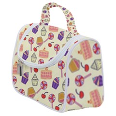 Happy Birthday Cupcake Pattern Lollipop Flat Design Satchel Handbag