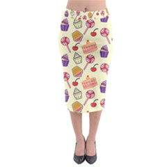 Happy Birthday Cupcake Pattern Lollipop Flat Design Midi Pencil Skirt by Ravend