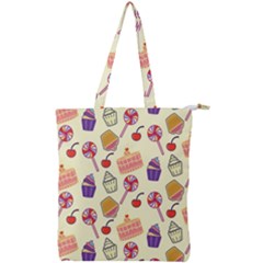 Happy Birthday Cupcake Pattern Lollipop Flat Design Double Zip Up Tote Bag by Ravend