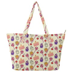 Happy Birthday Cupcake Pattern Lollipop Flat Design Full Print Shoulder Bag by Ravend