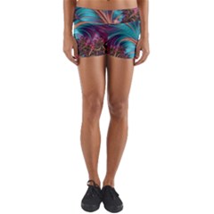 Feather Fractal Artistic Design Conceptual Yoga Shorts