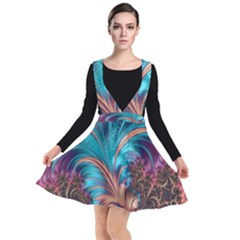 Feather Fractal Artistic Design Conceptual Plunge Pinafore Dress