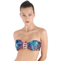 Feather Fractal Artistic Design Conceptual Twist Bandeau Bikini Top by Ravend