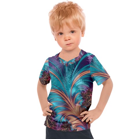 Feather Fractal Artistic Design Conceptual Kids  Sports Tee by Ravend