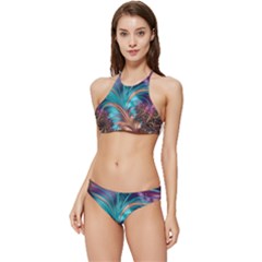 Feather Fractal Artistic Design Conceptual Banded Triangle Bikini Set by Ravend