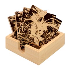 Feather Fractal Artistic Design Conceptual Bamboo Coaster Set