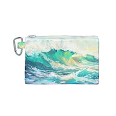 Ai Generated Waves Ocean Sea Tsunami Nautical Art Canvas Cosmetic Bag (small) by Ravend