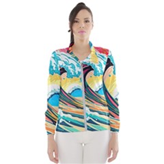 Ai Generated Waves Ocean Sea Tsunami Nautical Arts Women s Windbreaker