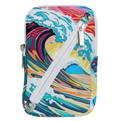 Ai Generated Waves Ocean Sea Tsunami Nautical Arts Belt Pouch Bag (small) by Ravend