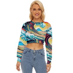 Ai Generated Waves Ocean Sea Tsunami Nautical Arts Lightweight Long Sleeve Sweatshirt