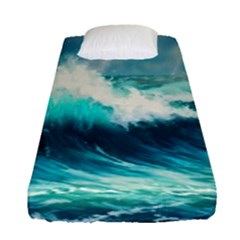 Ai Generated Waves Ocean Sea Tsunami Nautical Painting Fitted Sheet (single Size)