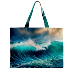 Ai Generated Waves Ocean Sea Tsunami Nautical Painting Zipper Mini Tote Bag