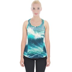 Ai Generated Waves Ocean Sea Tsunami Nautical Painting Piece Up Tank Top