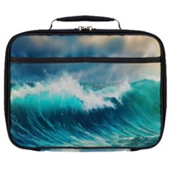 Ai Generated Waves Ocean Sea Tsunami Nautical Painting Full Print Lunch Bag by Ravend