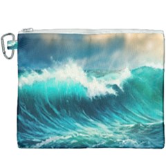Ai Generated Waves Ocean Sea Tsunami Nautical Painting Canvas Cosmetic Bag (xxxl) by Ravend