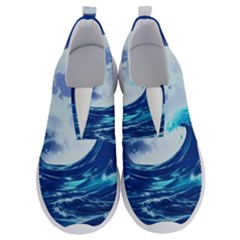 Ai Generated Waves Ocean Sea Tsunami Nautical Blue No Lace Lightweight Shoes by Ravend