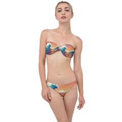 Ai Generated Waves Ocean Sea Tsunami Nautical Art Nature Classic Bandeau Bikini Set