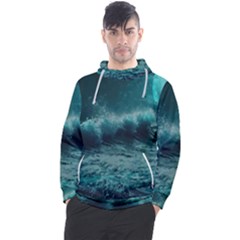 Ai Generated Waves Ocean Sea Tsunami Nautical Blue Sea Art Men s Pullover Hoodie