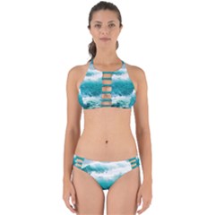 Ai Generated Waves Ocean Sea Tsunami Nautical Blue Sea Perfectly Cut Out Bikini Set