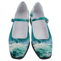 Ai Generated Waves Ocean Sea Tsunami Nautical Blue Sea Women s Mary Jane Shoes by Ravend