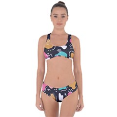 Art Pattern Design Background Print Criss Cross Bikini Set