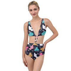 Art Pattern Design Background Print Tied Up Two Piece Swimsuit