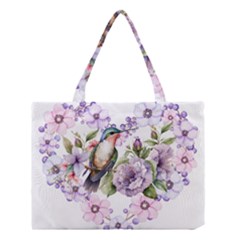 Hummingbird In Floral Heart Medium Tote Bag by augustinet